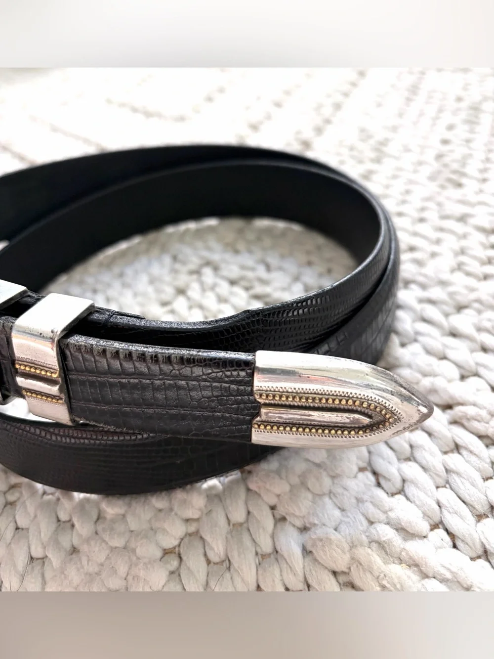 REMO TULLIANI Italian Black Calfskin Leather Belt Mens Size 40 30741 EUC VTG